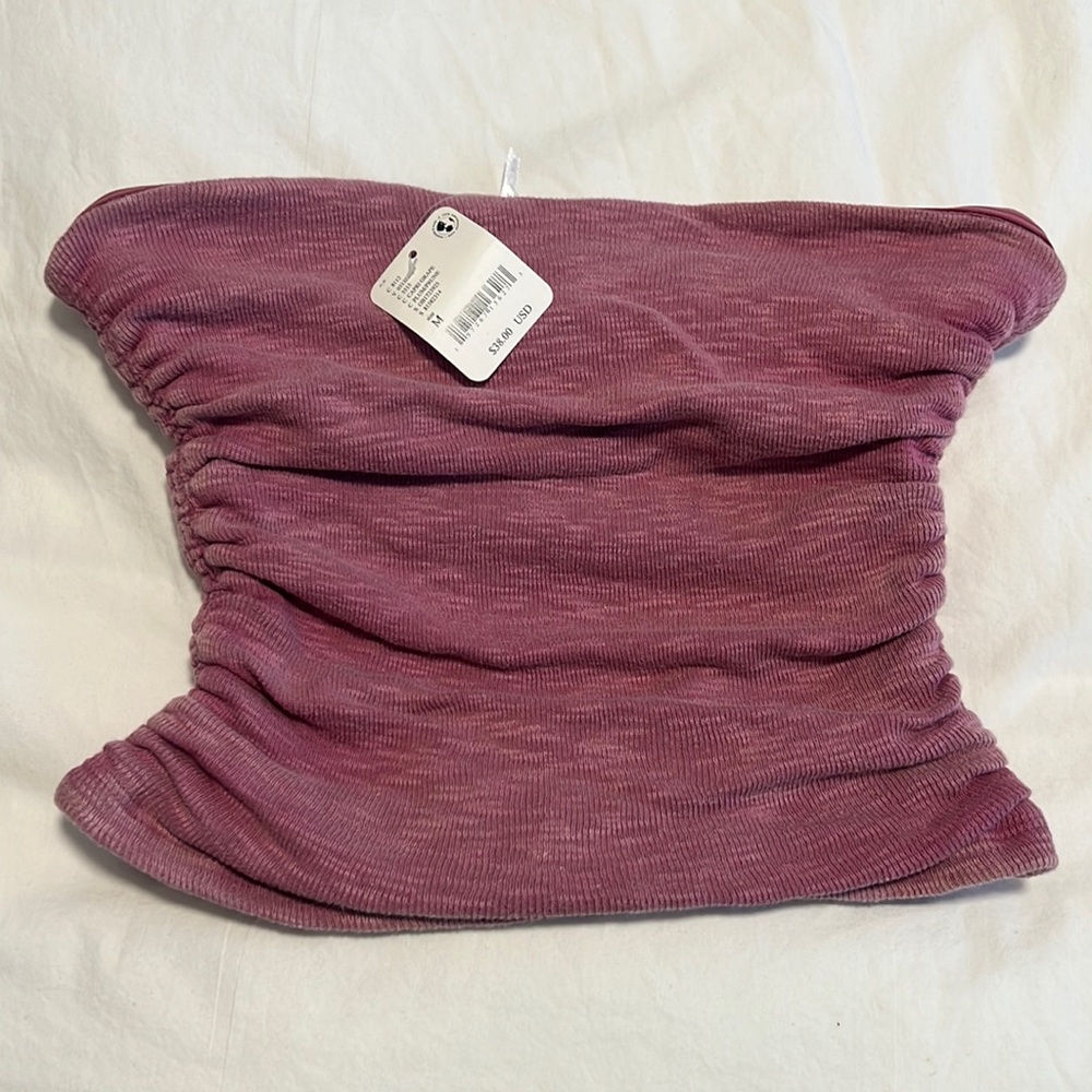 purple strapless crop top